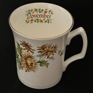 colorful floral art coffee mug. Queensway UK December